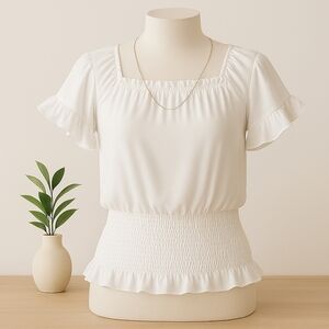 GIGIO Chic White Ruffled Blouse for Women. $15 Firm